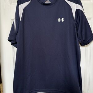 Under Armour Heat Gear Blue and White Short Sleeve Tee